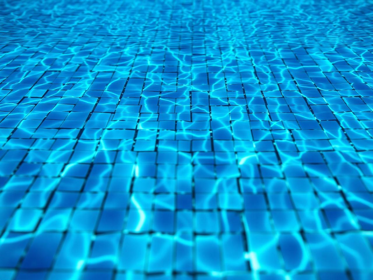 Blue waterline mosaic tile detail